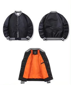 Chaqueta universitaria informal personalizada para hombre, cazadora de gran tamaño de alta calidad, chaqueta bomber con forro de satén en blanco liso para hombre y mujer - Product Image 6