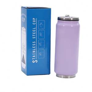 Botella de Agua Personalizada de 420 ml con Revestimiento de Color, Taza Aislada al Vacío de Doble Pared, Botella de Agua de Acero Inoxidable Tipo Lata de Cola con Tapa y Pajita - Product Image 4