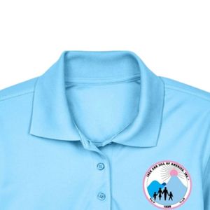 Polo pour femme bleu ciel avec broderie, manches courtes, col, mélange de coton, décontracté, golf, affaires, mode, vêtements - Product Image 3