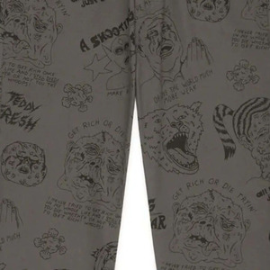LAMA INDUSTRIES <b>Men's</b> Gray Printed <b>Casual</b> <b>Trousers</b> Straight Fit Elastic Waist Zipper Fly Spring Wear Criss-cross for Wash - Product Image 4