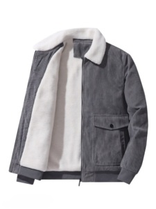 Chaqueta Bomber para Hombre, Negra, con Forro de Sherpa, Ecológica, Estilo Urbano, Diseño Liso/con Puntos (Abrigo Casual Cálido para Invierno) - Product Image 2