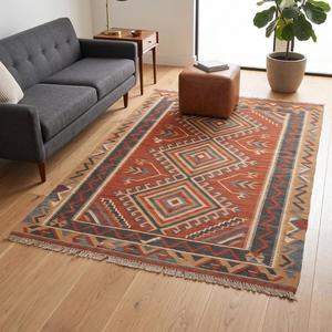 Tapis en laine bouclée tissé à la main - Tapis de sol moderne antidérapant de couleur unie avec franges pour usage domestique et commercial - Product Image 1