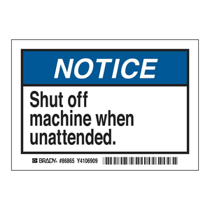 Etiquetas de Seguridad Autoadhesivas Brady NOTICE, Duraderas e Impermeables, 3.5 x 5 Pulgadas, para Máquinas Sin Supervisión - Product Image 2