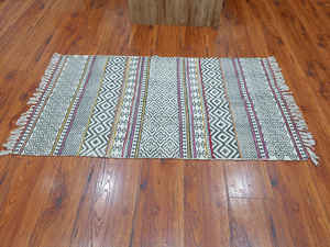 Tapis de jute imprimé de bloc de main véritable de haute qualité Tapis Durry rectangulaire 24 ''X 36'' antidérapant pour animaux de compagnie - Product Image 2