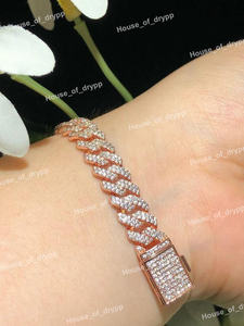 Pulsera de Plata 925 con Eslabones Cubanos y Diamantes de Moissanita, Chapada en Rodio, Joyería Clásica de Lujo Estilo Hip Hop, Unisex - Product Image 3