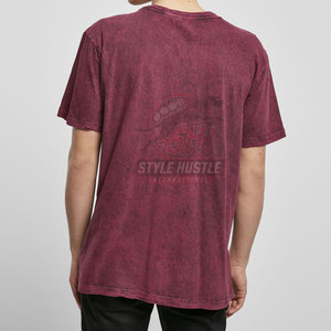 Servicio OEM, Camiseta de Corte Holgado con Lavado Ácido, Personalizada e Impresa para Hombre, 100% Algodón, Precio Bajo al por Mayor, Camisetas con Lavado Ácido para Hombre - Product Image 2