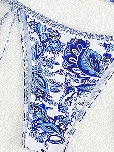 Reasonable Price Women's Halter Neck Bikini with V-<b>Strings</b> Bottom Floral Pattern Spandex/Nylon Fabric 2-Piece Beach Bath <b>Dress</b> - Product Image 6