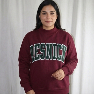 Resnick Women's Navy Custom Mock Neck <b>Sweatshirt</b> Collegiate Varsity Pullover College University Campus Apparel Custom <b>Embroidery</b> - Product Image 4