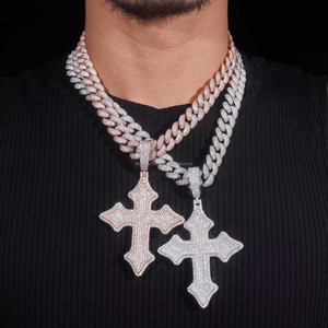 14K Yellow <b>Gold</b> Women's Trendy Customised <b>CROSS</b> Pendant 0.80 Carats Lab Grown Brilliant Cut Diamond IGI Pendants Charms - Product Image 5