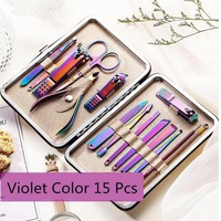 Ensemble professionnel de manucure et pédicure en acier inoxydable 5 pièces avec outils de soin des ongles, soin des mains/des pieds/du visage, étui de luxe