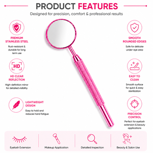 <b>Pink</b> Round Handheld Makeup Mirror Metal <b>Frame</b> Single Side - Product Image 4