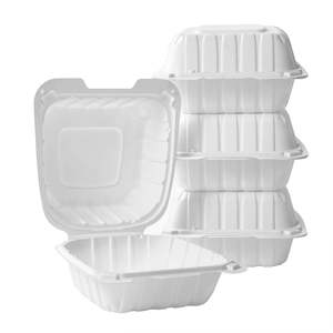 Envase desechable tipo clamshell de 6x6 pulgadas, resistente, impermeable, ecológico, biodegradable, a base de bagazo, para fideos y alimentos, OEM - Product Image 2