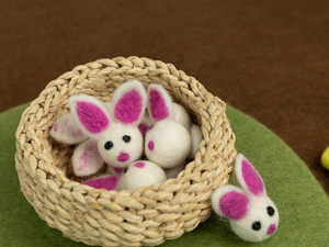 Wholesale Felt & Yarn Handmade 3cm Wool Easter Bunny Head for Child's Egg Hunt Decorations and Craft Supplies - Product Image 4