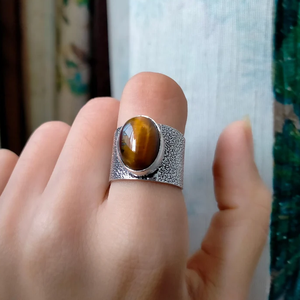 Natural Tiger Eye Stone <b>Ring</b> Handmade <b>925</b> Sterling <b>Silver</b> Gemstone <b>Ring</b> Jewelry For Her - Product Image 2