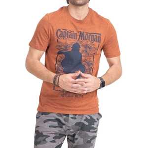 Camiseta de Manga Corta Color Naranja para Hombre Captain Morgan con Estampado de Capitán, Cuello Redondo Informal, Corte Regular, Camiseta de Algodón Jersey - Product Image 4