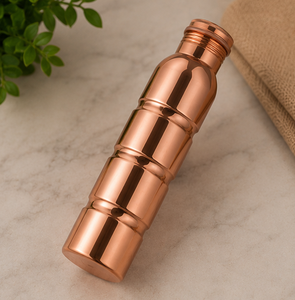 Bouteille d'eau artisanale en cuivre pur segmentée à anneaux multiples, pour la maison, les voyages et les fêtes - Product Image 5