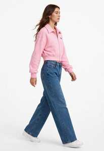 Oneten Apparel <b>Pink</b> Corduroy Full Zip Jacket Crop Lantern Sleeve Turn Down Collar Unisex <b>Sweatshirt</b> - Product Image 4