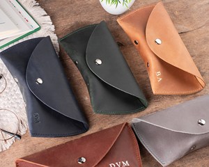 Étui à lunettes de luxe en cuir véritable, pochette fine faite à la main en cuir de vachette, étui de protection vintage pour lunettes de lecture LGC-0113 - Product Image 3
