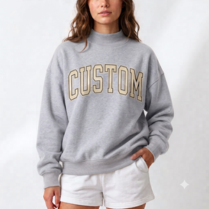 Private Label Oversized Women Mock Neck Sweatshirt 100% Cotton Soft Premium Wholesale Manufacturer OEM Service - Product Image 1