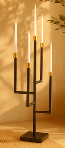 <b>Black</b> Metal Candle Decorative <b>Candelabra</b> Holder Vintage Style Candle Stand for Dining Table Home Decor Events - Product Image 3