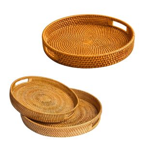 Panier/Plateau en rotin PHU HAO, plateau de table multifonction en rotin pour servir les aliments, rangement domestique et présentation décorative - Product Image 1