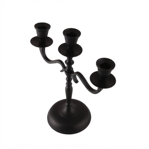 Factory Price 3 Arm Metal Candelabra Matte <b>Black</b> Candle Holder Elegant Metal <b>Candlestick</b> Stand Wedding Table Centerpiece Decor - Product Image 1