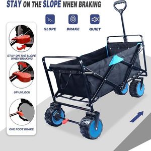 Collapsible Heavy Duty Outdoor Folding Utility Cart Adjustable Hand with Universal Wheels for <b>Camping</b> Garden & Beach Use - Product Image 3
