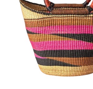 Custom Wave Seagrass Handbags <b>Tote</b> <b>Bag</b> Premium Leather Handles Designer Women <b>Straw</b> Handbag Luxury Summer Beach OEM - Product Image 4