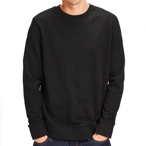Sweat-shirt à capuche noir pour homme, coupe ample, tricot uni, pull décontracté à manches longues, coton/fibre de bambou, hiver - Product Image 1