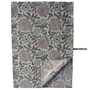 Serviettes de cuisine en coton à motifs floraux bohèmes 50x70 cm, rectangulaires, multi-usages, vert et rose, pour vente en gros - Product Image 6