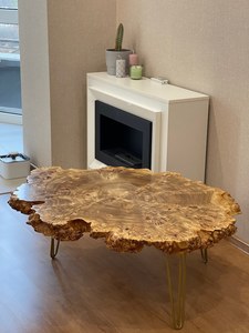 Live Edge Wood Slice <b>Coffee</b> <b>Table</b> Rustic Natural Tree Ring Design Handmade Irregular Shape Indoor Furniture Living Room Decor - Product Image 6