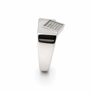 925 Sterling Silver <b>Mens</b> Diamond Pave Square Signet <b>Ring</b> Bold Minimalist Design High Polish Finish Wedding Party Daily Wear Gift - Product Image 4