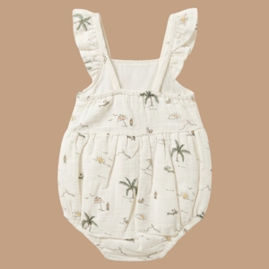 Palm Breezy - Mameluco sin mangas de muselina orgánica y body de bebé con estampado de caramelo - Product Image 1