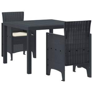 Juego de Comedor de Jardín de 3 Piezas de Polipropileno Antracita - Product Image 1