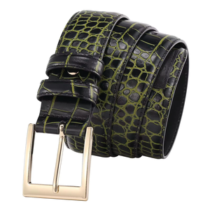 Cinturón de Cuero Trenzado de Primera Calidad con Hebilla de Metal, Color Verde Vintage, para Hombre - Product Image 1