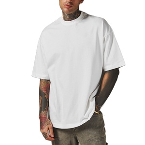 T-shirts personnalisés à épaules tombantes 250 Gsm T-shirt uni épais et épais pour hommes T-shirt vierge surdimensionné 100% coton - Product Image 2