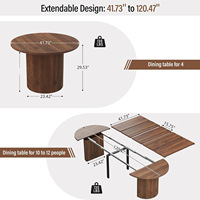 Table à manger extensible en bois massif, style minimaliste moderne, base cannelée, mobilier de salle à manger écologique pour dîner en famille ou hôtel