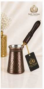 Handmade Engraved Copper <b>Turkish</b> Coffee Pot Cezve Ibrik With Inlaid Wooden Handle Arabic Greek Coffee Maker Pot - Product Image 2