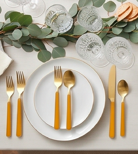 Ensemble de couverts dorés finition mate, design moderne, résistant à la rouille, couverts en métal pour les occasions de mariage - Product Image 3