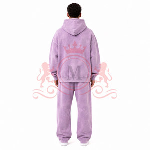 Ensemble de pantalon et sweat à capuche effet délavé premium, tissu en coton doux et respirant, vêtements assortis pour un style de vie actif au quotidien - Product Image 2