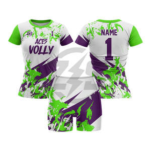 Conjunto de Uniforme de Voleibol para Mujer, Sublimado, Rojo, Verde y Blanco, Transpirable, de Poliéster - Product Image 3