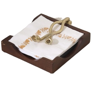 Porte-serviettes en bois de couleur brun foncé pour mariage, bureau, décoration de table à prix abordable - Product Image 1