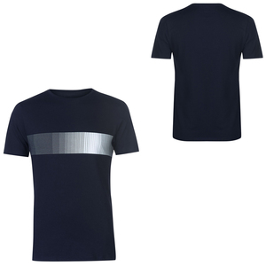 T-shirt à manches courtes pour homme, bleu marine, col rond, imprimé géométrique, coupe classique, décontracté, tricoté, respirant - Product Image 5