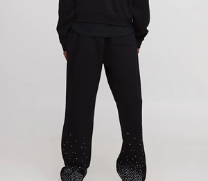 Pantalon de survêtement noir à paillettes pour homme avec logo de la marque Flame, taille élastique, décontracté, pour l'automne - Product Image 6