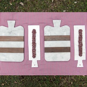 Planche à découper en marbre et bois, accessoire de cuisine élégant à double matériau, parfait pour la préparation des aliments, le service et l'utilisation quotidienne en cuisine - Product Image 2