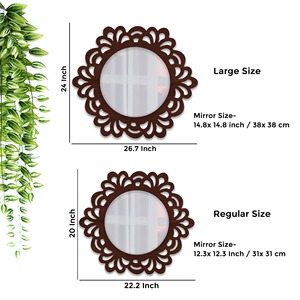 Modern design Hexagonal Mango Wood laser cut wall <b>mirror</b> available in customized size shape design for living room dining space - Product Image 4