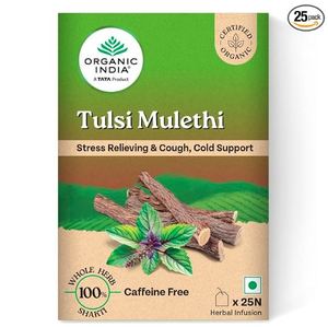 Organic India Wild Tulsi Mulethi 25 Bolsitas de Té Ricas en Antioxidantes Alivia los Síntomas de la Tos y el Resfriado Alivia el Estrés Refuerza la Inmunidad - Product Image 1