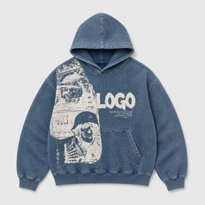 Sudadera con Capucha de Algodón Estilo Retro Y2K con Estampado de Calavera Gótica, Lavado Personalizado - Product Image 4