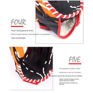 Gant de baseball à doigts entiers bleu et blanc en PU pour droitier avec fermeture auto-agrippante antidérapant toutes saisons pour adulte H Web - Product Image 5
