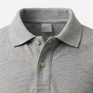 Polo pour homme gris à manches courtes 100% coton, décontracté, respirant, coupe classique, design tricoté uni - Product Image 4
